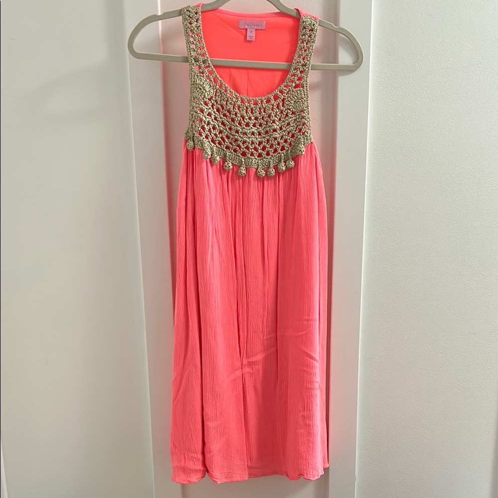 Lilly Pulitzer Pink and Gold Embellished Mini Sundress